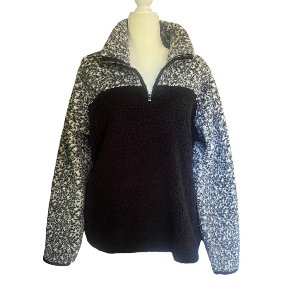 Sonoma super soft black grey Sherpa 1/4 zip pull over shacket
